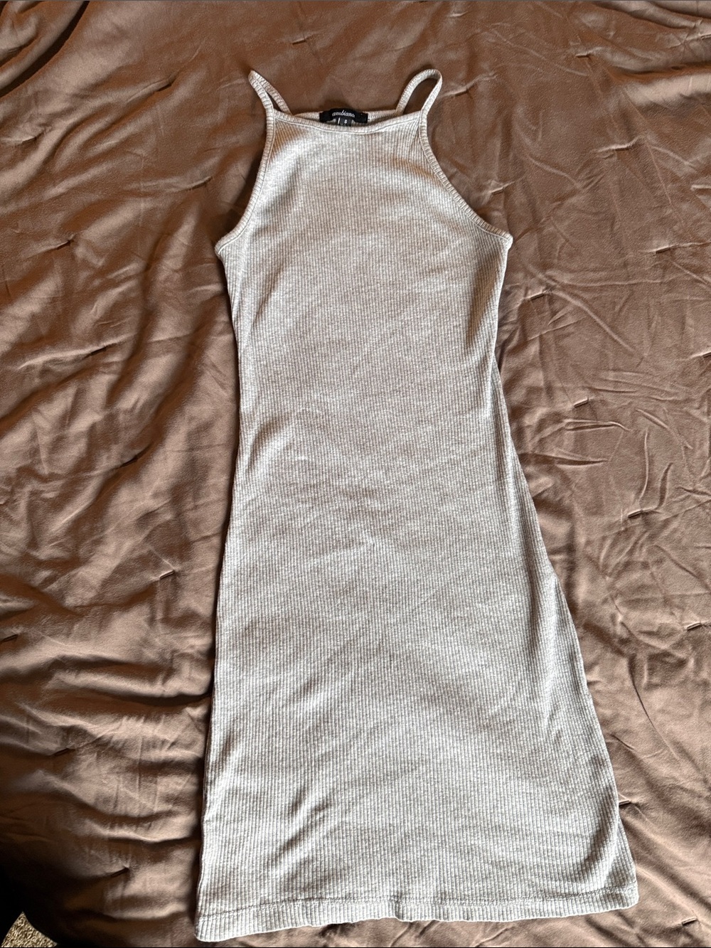 Ambiance Ribbed Halter Midi Dress in Light Gray